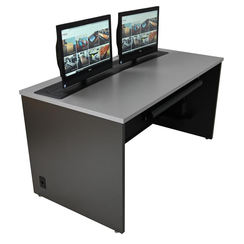 Dual Trolley Front Monitors Up Keyboard In