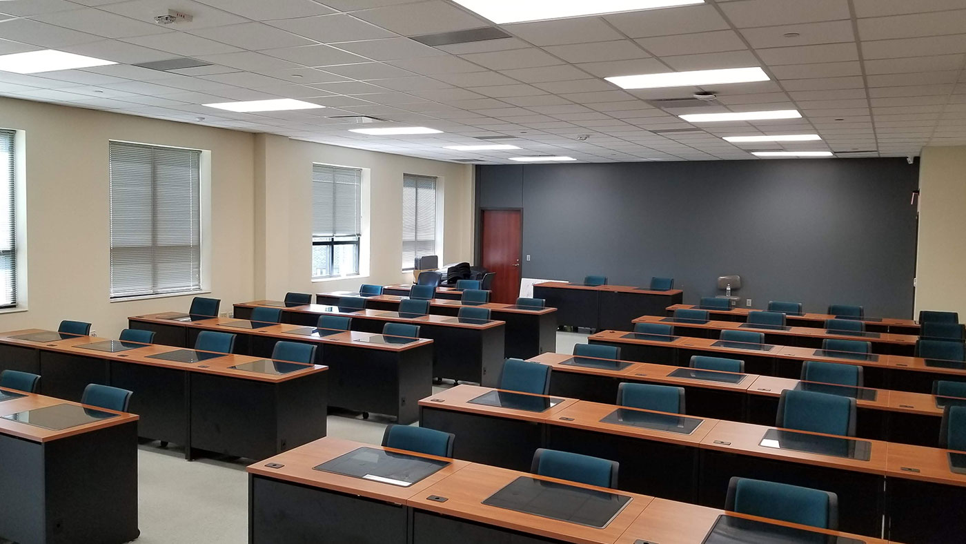 Downview computer desks at a college