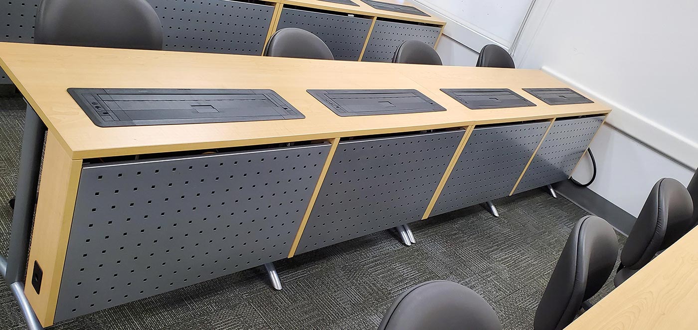 Computer desk wire management
