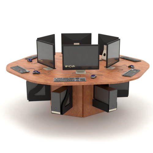 Round Collaboration Table show with CPU Holder