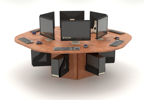 Round Collaboration Table with CPU Holder