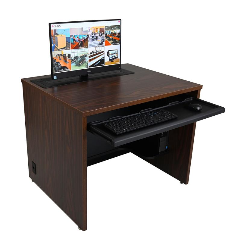 Computer training desk trolley monitor lift