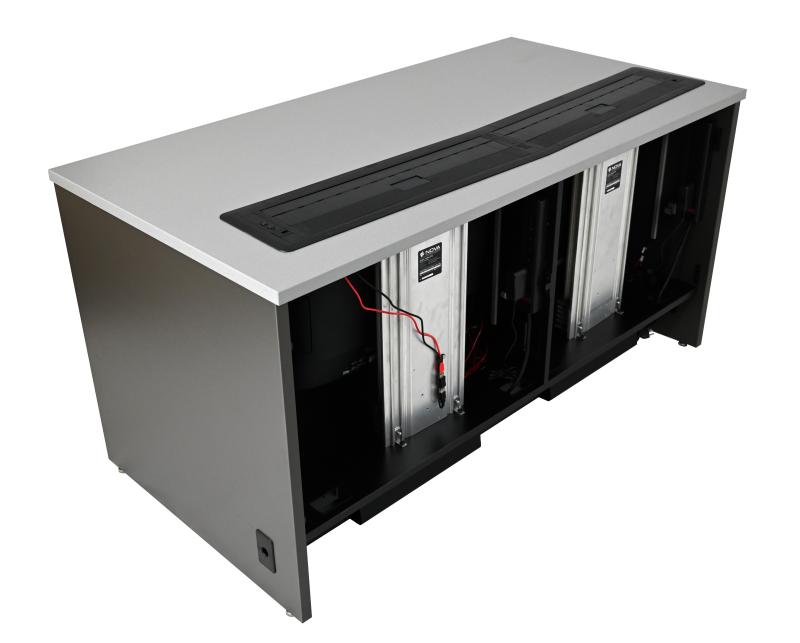 Computer Training Desks - Dual Trolley™ Monitor Lift | Nova Solutions